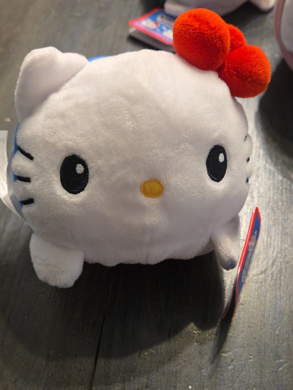 Hello Kitty Reversible Plush Tagged Blue and Red Accent